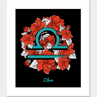 Floral Zodiac Sign Libra Gift Women Men Posters and Art